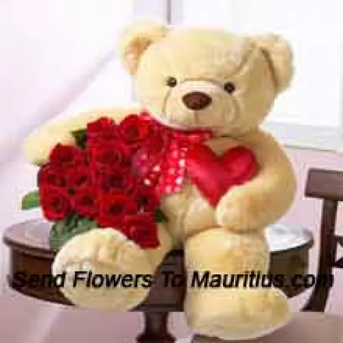 Bunch Of 12 Red Roses With A 24 Inches Tall Teddy Bear (Please Note That We Reserve The Right To Substitute The Teddy Bear With A Teddy Bear Of Equal Value And Size In Case Of Non-Availability Of The Same. Limited Stock. While Substituting The Product We Will Ensure That The Same Exclusivity Is Maintained)